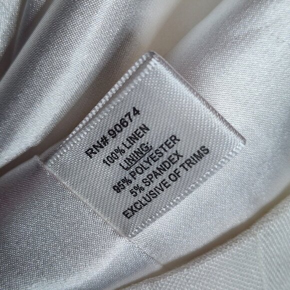 BOSTON PROPER Solid All White Long Sleeve 100% Linen Blazer Jacket Womens Size 6 - Picture 6 of 7